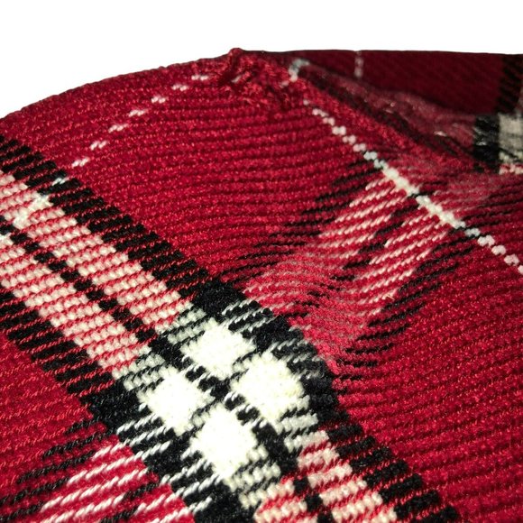 RED PLAID DISTRESSED FLANNEL SHIRT SZ L HIP HOP HISTORY GRUNGE STREETWEAR MENS - Picture 6 of 6